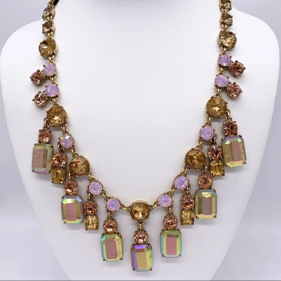 J. Crew Jeweled Opalescent AB Ribbon Tie Necklace - Picture 1 of 5